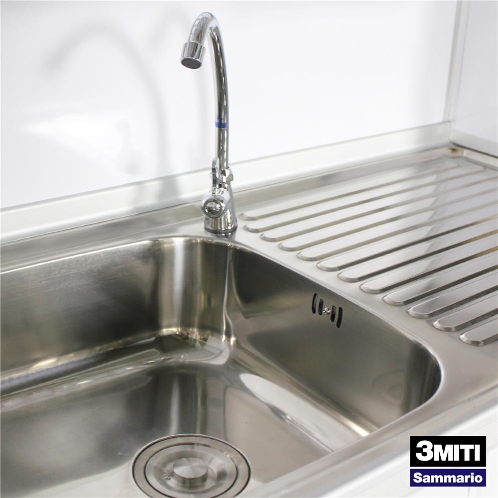 ครัวอะลูมิเนียมสำเร็จรูป ท็อปซิงค์ซ้าย 3MITI STR 100LF 100 ซม. สีขาว