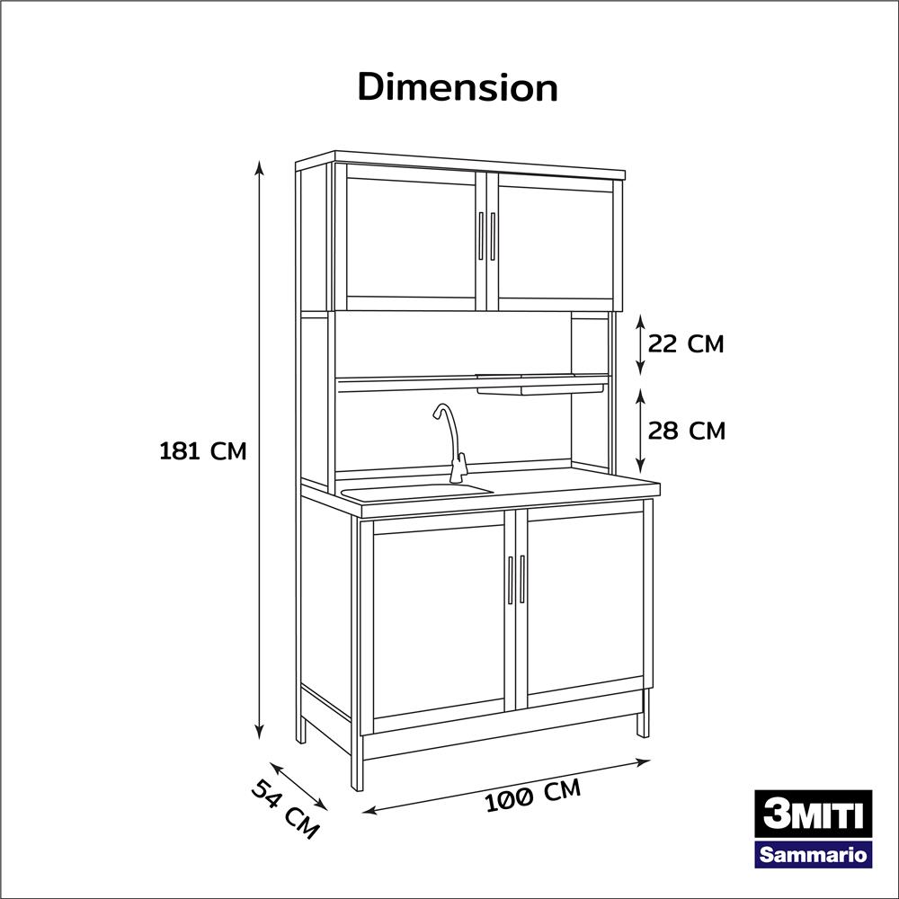 ครัวอะลูมิเนียมสำเร็จรูป ท็อปซิงค์ซ้าย 3MITI STR 100LF 100 ซม. สีขาว