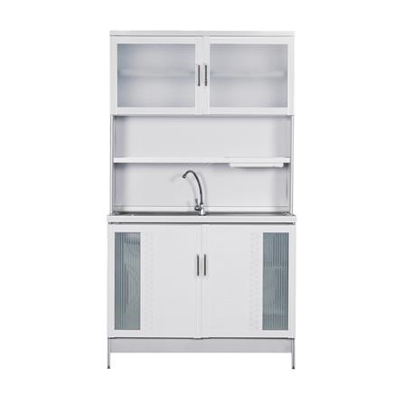 ครัวอะลูมิเนียมสำเร็จรูป ท็อปซิงค์ซ้าย 3MITI STR 100LF 100 ซม. สีขาว_1