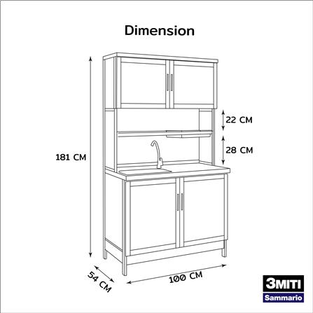 ครัวอะลูมิเนียมสำเร็จรูป ท็อปซิงค์ซ้าย 3MITI STR 100LF 100 ซม. สีขาว_8
