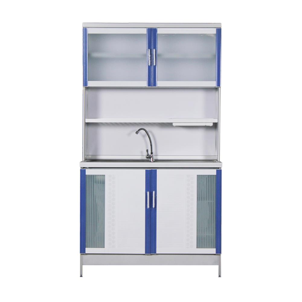 ครัวอะลูมิเนียมสำเร็จรูป ท็อปซิงค์ซ้าย 3MITI STR 100LF 100 ซม. สีฟ้า-ขาว