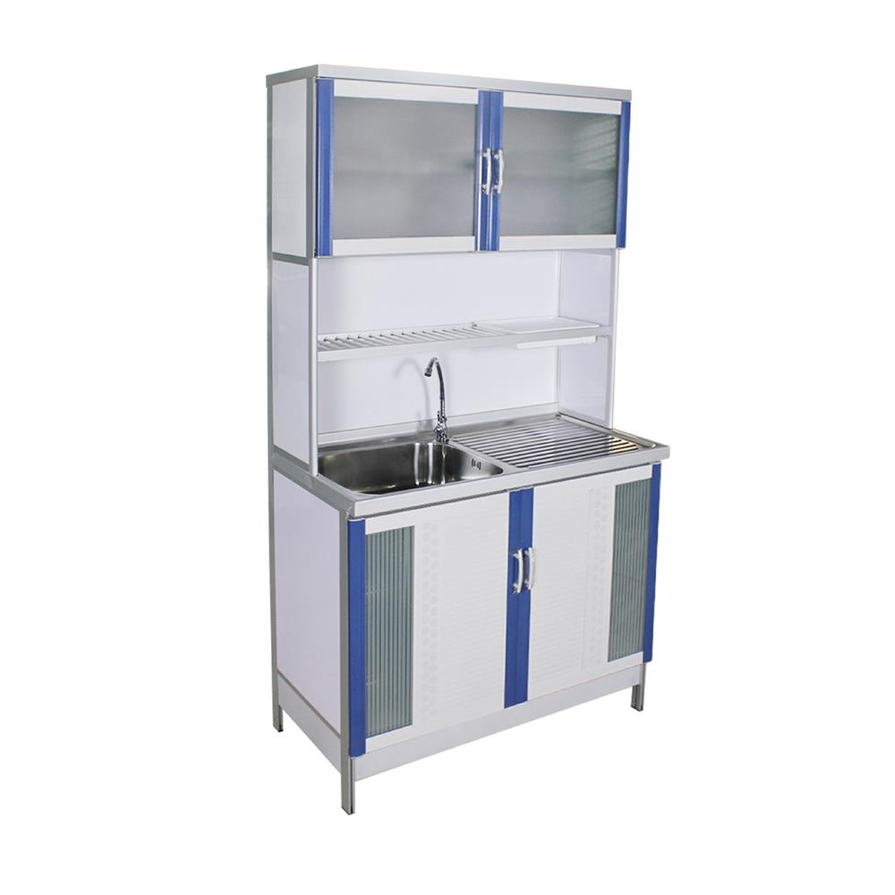 ครัวอะลูมิเนียมสำเร็จรูป ท็อปซิงค์ซ้าย 3MITI STR 100LF 100 ซม. สีฟ้า-ขาว