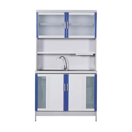 ครัวอะลูมิเนียมสำเร็จรูป ท็อปซิงค์ซ้าย 3MITI STR 100LF 100 ซม. สีฟ้า-ขาว_1