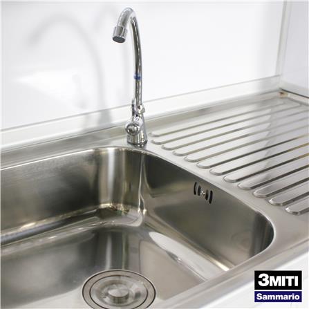 ครัวอะลูมิเนียมสำเร็จรูป ท็อปซิงค์ซ้าย 3MITI STR 100LF 100 ซม. สีฟ้า-ขาว_4