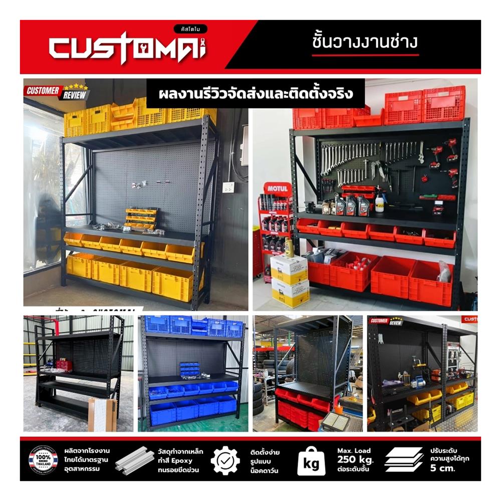 ชั้นเหล็ก 4 ชั้น CUSTOMAI COMBO SET PEG SIZE XL 1.2 เมตร สีน้ำเงิน/ดำ