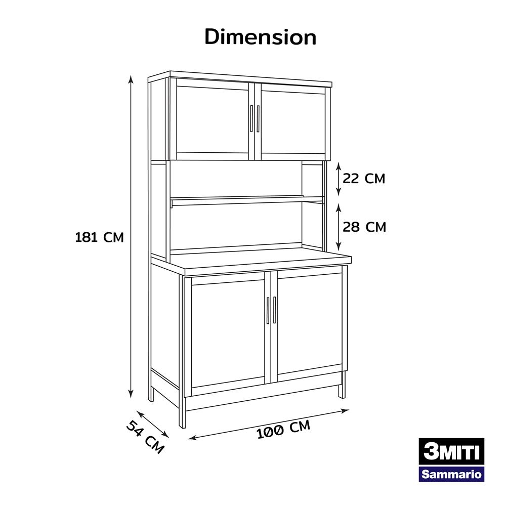 ชุดครัวอะลูมิเนียมสำเร็จรูป ท็อปเรียบ 3MITI STR 100FF 100 ซม. สีขาว