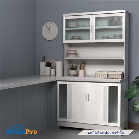 ชุดครัวอะลูมิเนียมสำเร็จรูป ท็อปเรียบ 3MITI STR 100FF 100 ซม. สีขาว_0