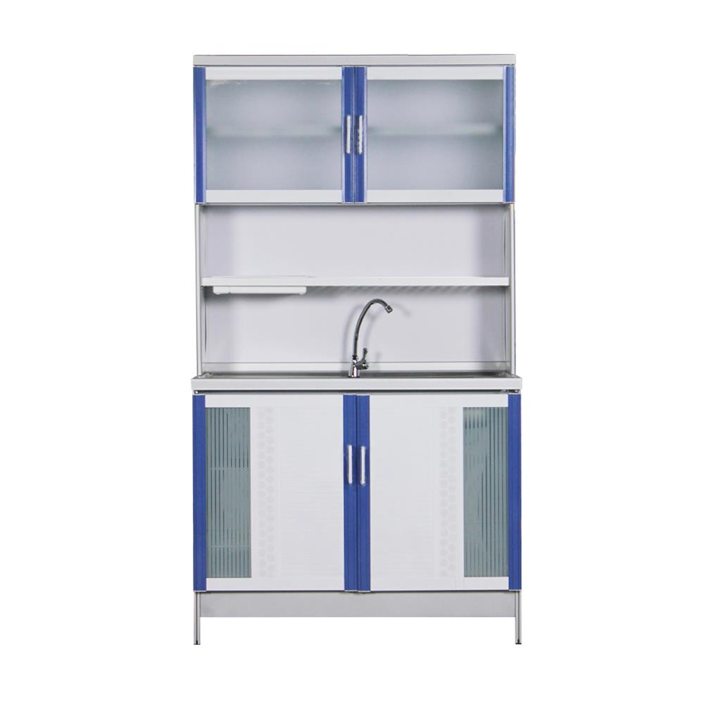 ครัวอะลูมิเนียมสำเร็จรูป ท็อปซิงค์ขวา 3MITI STR 100RF 100 ซม. สีฟ้า-ขาว