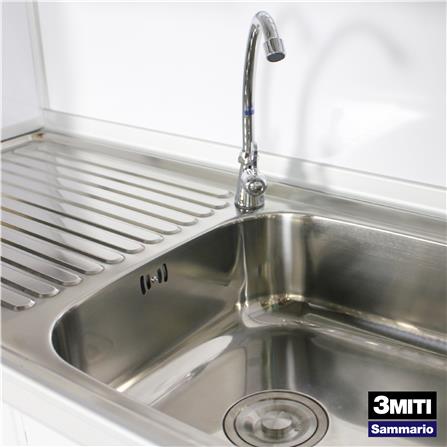 ครัวอะลูมิเนียมสำเร็จรูป ท็อปซิงค์ขวา 3MITI STR 100RF 100 ซม. สีฟ้า-ขาว_4