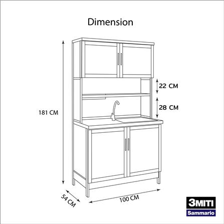 ครัวอะลูมิเนียมสำเร็จรูป ท็อปซิงค์ขวา 3MITI STR 100RF 100 ซม. สีฟ้า-ขาว_8