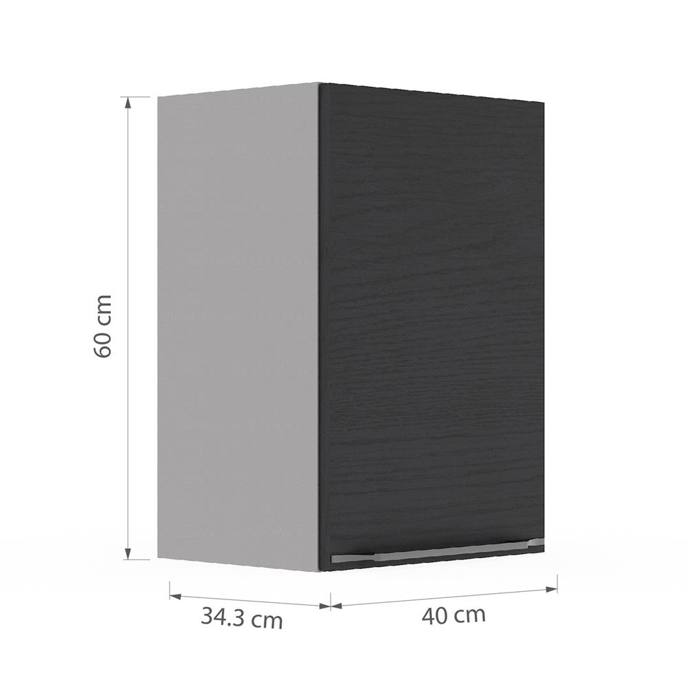 ตู้แขวนเดี่ยว เปิดขวา KITZCHO LUCIDA PLUS 40x60 ซม. สี BLACK OAK