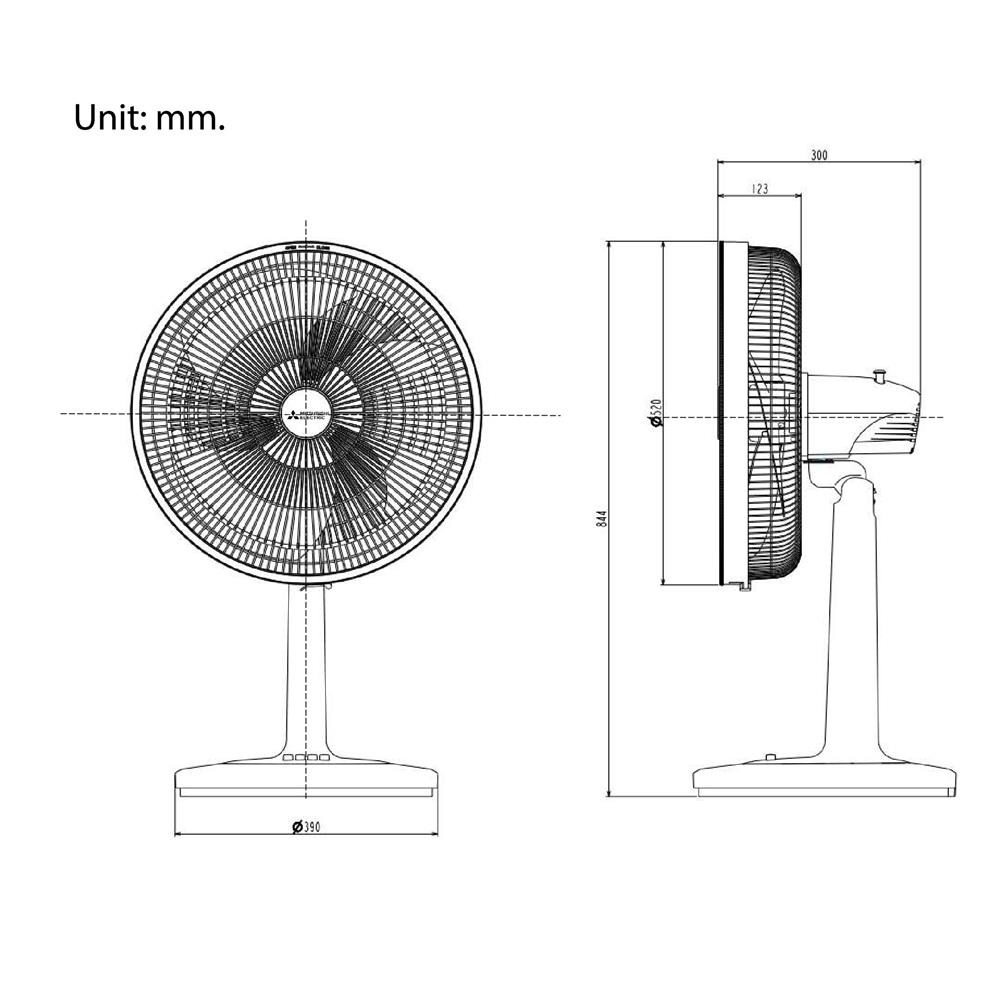 พัดลมตั้งโต๊ะ 18 นิ้ว MITSUBISHI D18A-GB ABL สีฟ้า