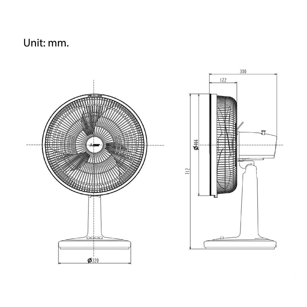 พัดลมตั้งโต๊ะ 16 นิ้ว MITSUBISHI D16A-GC MGY สีเทาอ่อน