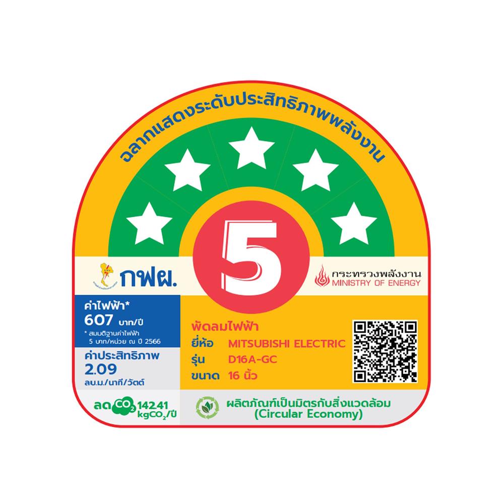 พัดลมตั้งโต๊ะ 16 นิ้ว MITSUBISHI D16A-GC MGY สีเทาอ่อน