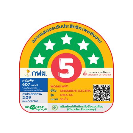 พัดลมตั้งโต๊ะ 16 นิ้ว MITSUBISHI D16A-GC MGY สีเทาอ่อน_4