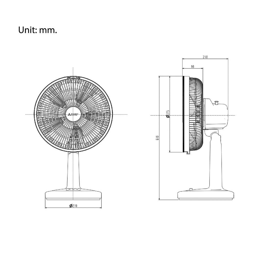 พัดลมตั้งโต๊ะ 12 นิ้ว MITSUBISHI D12A-GB MGY สีเทาอ่อน