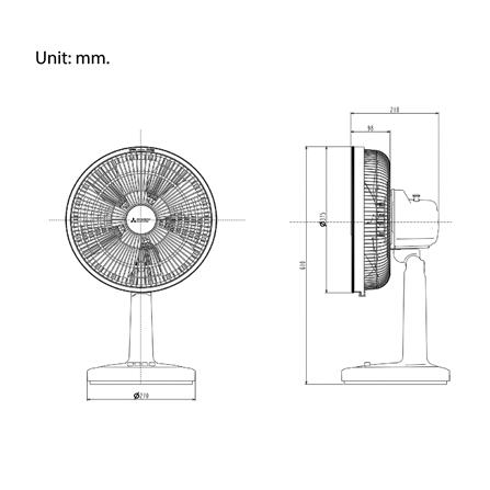 พัดลมตั้งโต๊ะ 12 นิ้ว MITSUBISHI D12A-GB MGY สีเทาอ่อน_5