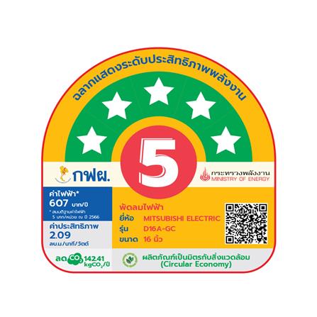 พัดลมตั้งโต๊ะ 16 นิ้ว MITSUBISHI D16A-GC ABL สีฟ้า_3