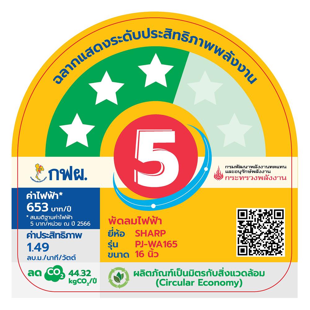 พัดลมติดผนัง 16 นิ้ว SHARP PJ-WA165GY สีเทา