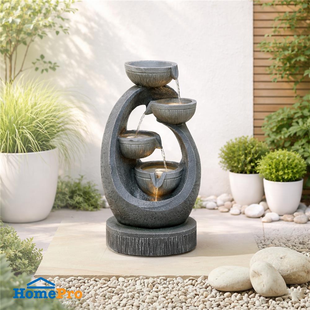 น้ำพุน้ำล้นตั้งพื้น SPRING TARA สีดำ/เทา