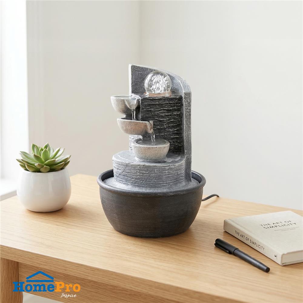 น้ำพุน้ำล้นตั้งโต๊ะ SPRING AIRA สีขาว/เทา