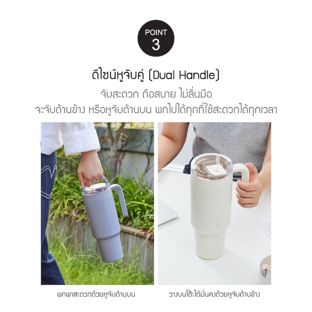กระติกสุญญากาศ LOCKNLOCK METRO CAFE DUAL HANDLE 1.2 ลิตร สีขาว