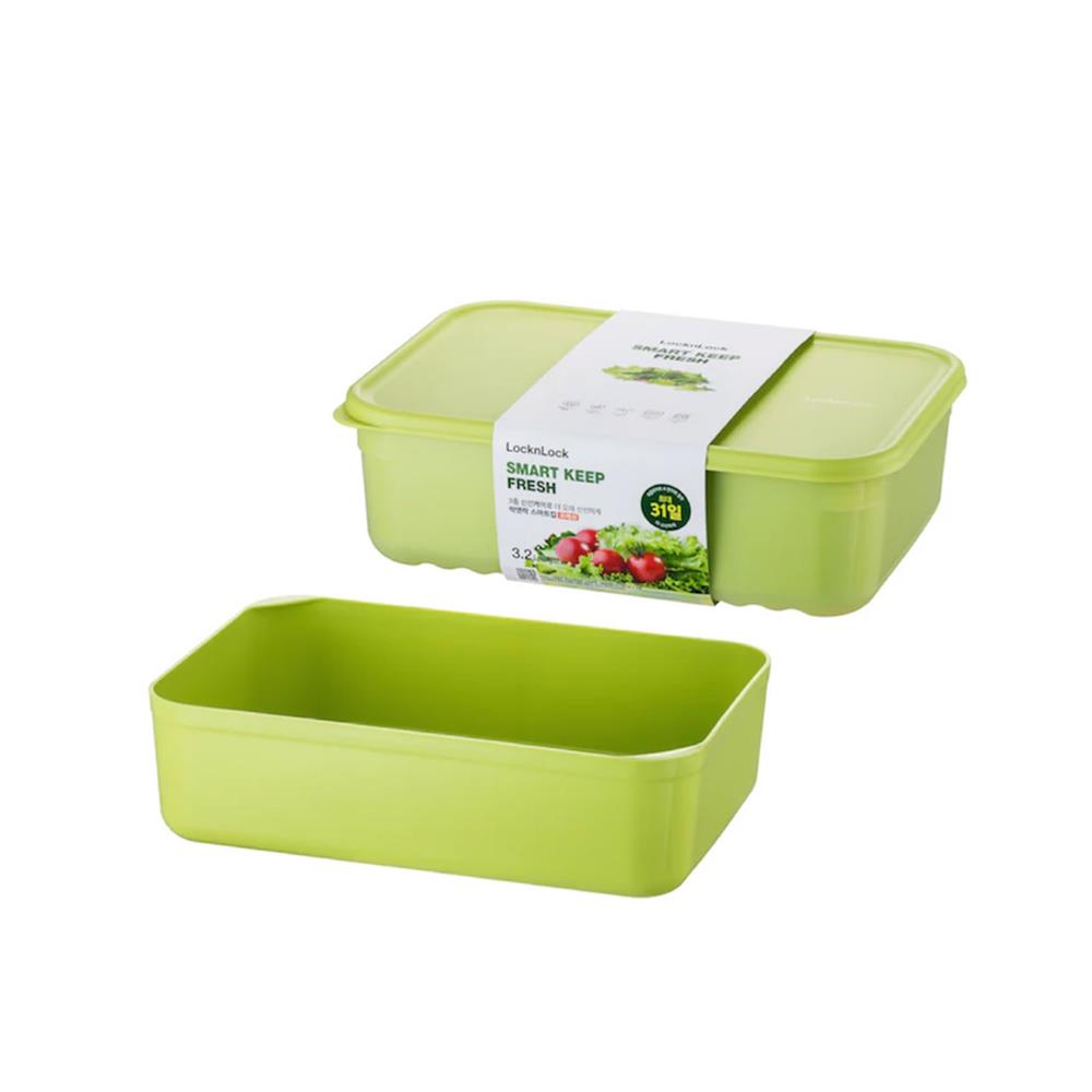 กล่องอาหารพร้อมตะกร้า LOCKNLOCK SMART KEEP FRESH HLE5600NT 3.2 ลิตร สีเขียว (แพ็ก 2 ชิ้น)