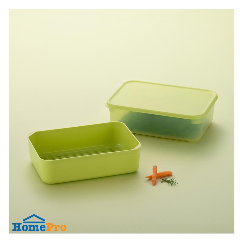 กล่องอาหารพร้อมตะกร้า LOCKNLOCK SMART KEEP FRESH HLE5600NT 3.2 ลิตร สีเขียว (แพ็ก 2 ชิ้น)