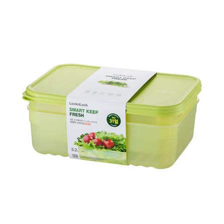 กล่องอาหาร LOCKNLOCK SMART KEEP FRESH HLE5600NS2 3.2 ลิตร สีเขียว (แพ็ก 2 ชิ้น)_0