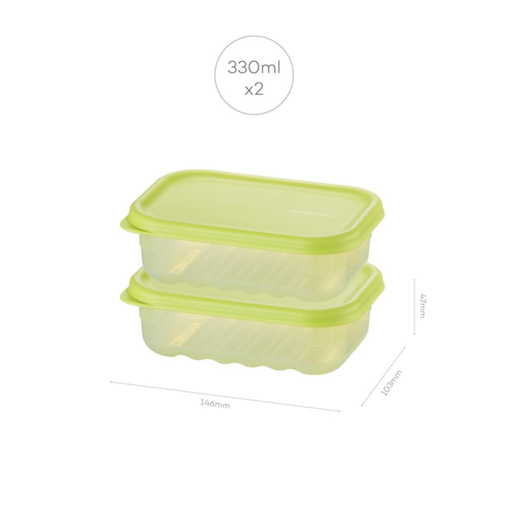 กล่องอาหาร LOCKNLOCK SMART KEEP FRESH HLE5100NS2 0.33 ลิตร สีเขียว (แพ็ก 2 ชิ้น)
