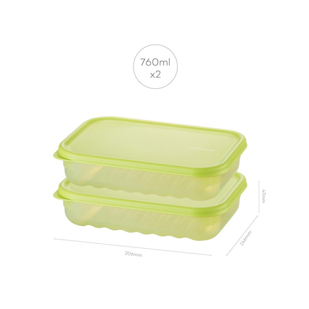 กล่องอาหาร LOCKNLOCK SMART KEEP FRESH HLE5300NS2 0.76 ลิตร สีเขียว (แพ็ก 2 ชิ้น)