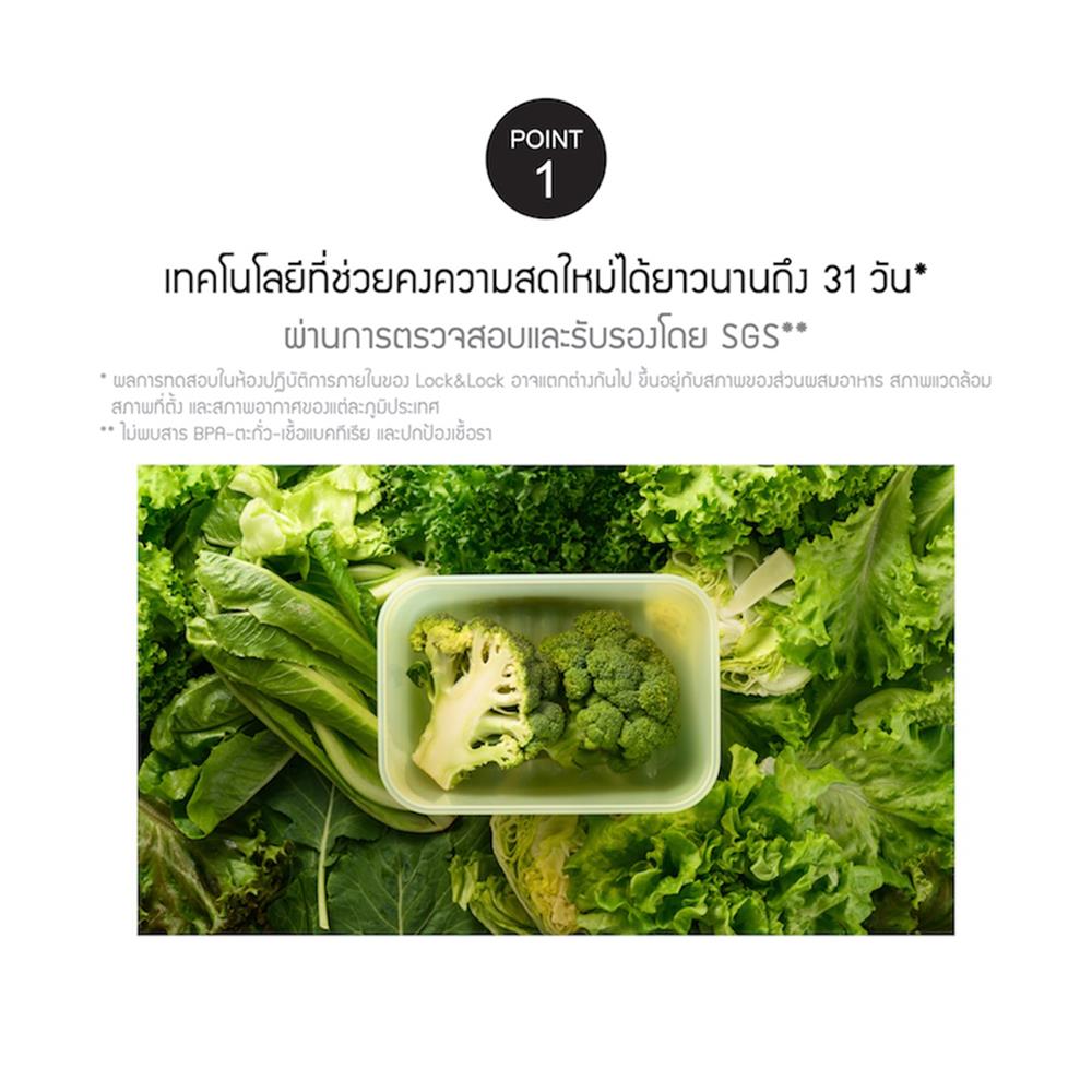 กล่องอาหาร LOCKNLOCK SMART KEEP FRESH HLE5300NS2 0.76 ลิตร สีเขียว (แพ็ก 2 ชิ้น)