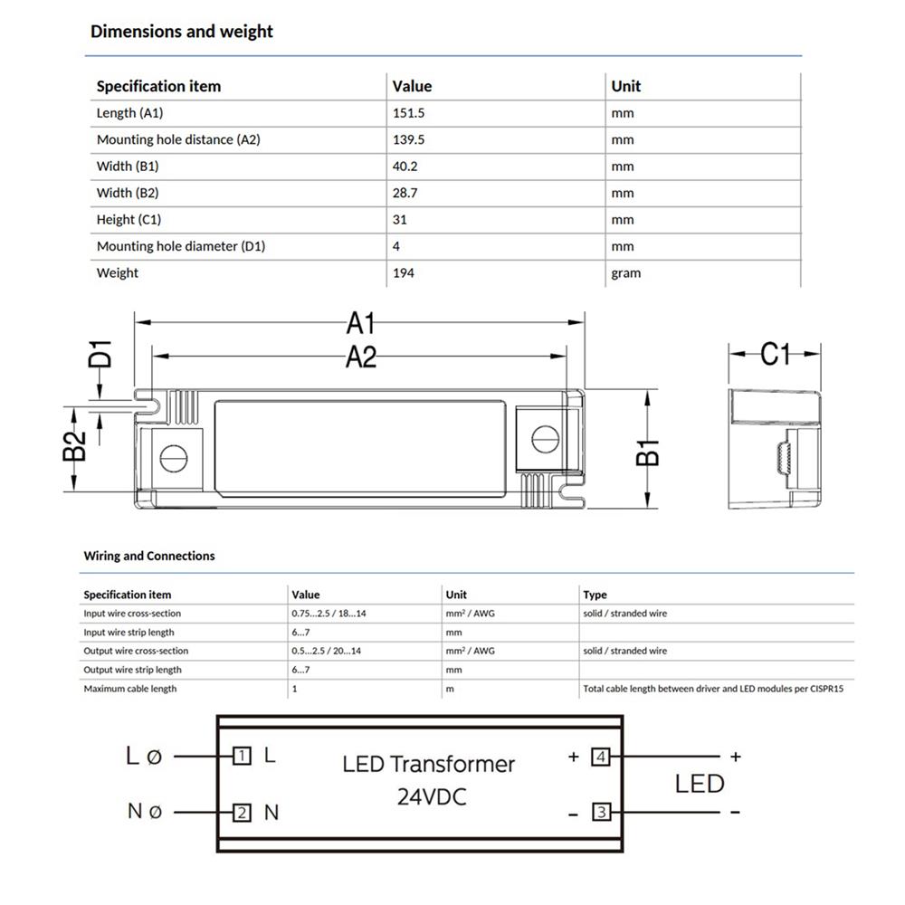 อุปกรณ์ขับไฟเส้น PHILIPS ECONOMIC LED TRANSFORMER 60 วัตต์ 24VDC