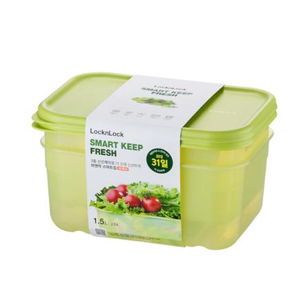 กล่องอาหาร LOCKNLOCK SMART KEEP FRESH HLE5400NS2 1.5 ลิตร สีเขียว (แพ็ก 2 ชิ้น)_0