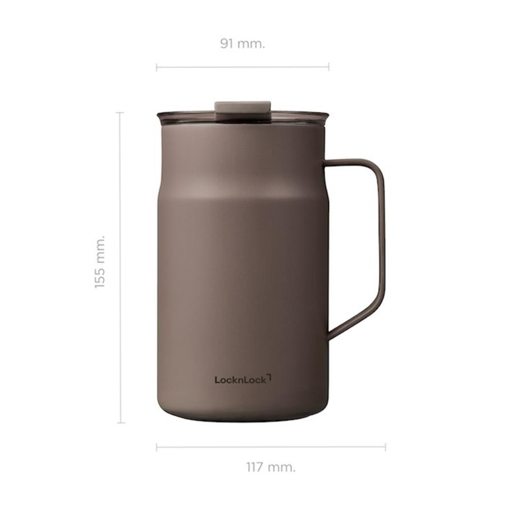กระติกสุญญากาศ LOCKNLOCK METRO CAFE CERAMIC MUG 0.6 ลิตร สีน้ำตาล