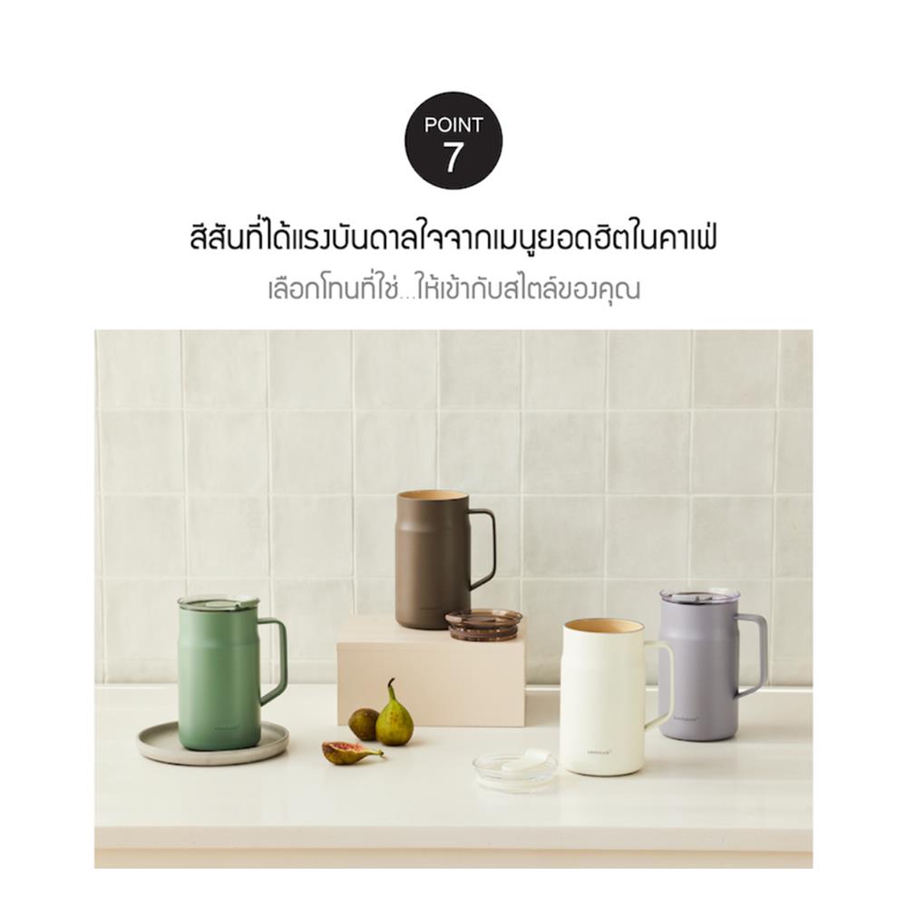 กระติกสุญญากาศ LOCKNLOCK METRO CAFE CERAMIC MUG 0.6 ลิตร สีน้ำตาล