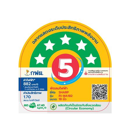 พัดลมติดผนัง 18 นิ้ว SHARP PJ-WA182GY สีเทา_7