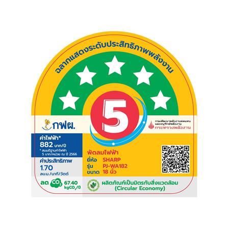 พัดลมติดผนัง 18 นิ้ว SHARP PJ-WA182CC สีดำ_7