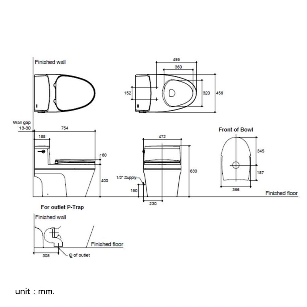 สุขภัณฑ์ 1 ชิ้น KARAT K-39812X-S-WK 3/4.8 ลิตร สีขาว