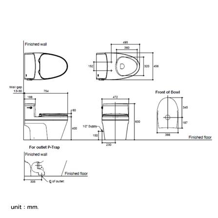 สุขภัณฑ์ 1 ชิ้น KARAT K-39812X-S-WK 3/4.8 ลิตร สีขาว_4