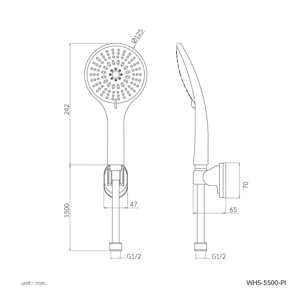 ชุดฝักบัวสายอ่อน 5 ระดับ WS WHS-5500-PI สีชมพู