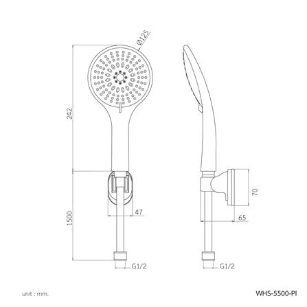 ชุดฝักบัวสายอ่อน 5 ระดับ WS WHS-5500-PI สีชมพู_2