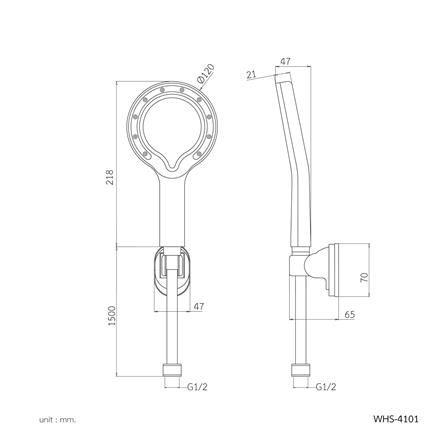ชุดฝักบัวสายอ่อน 1 ระดับ WS WHS-4101 สีเทา_2