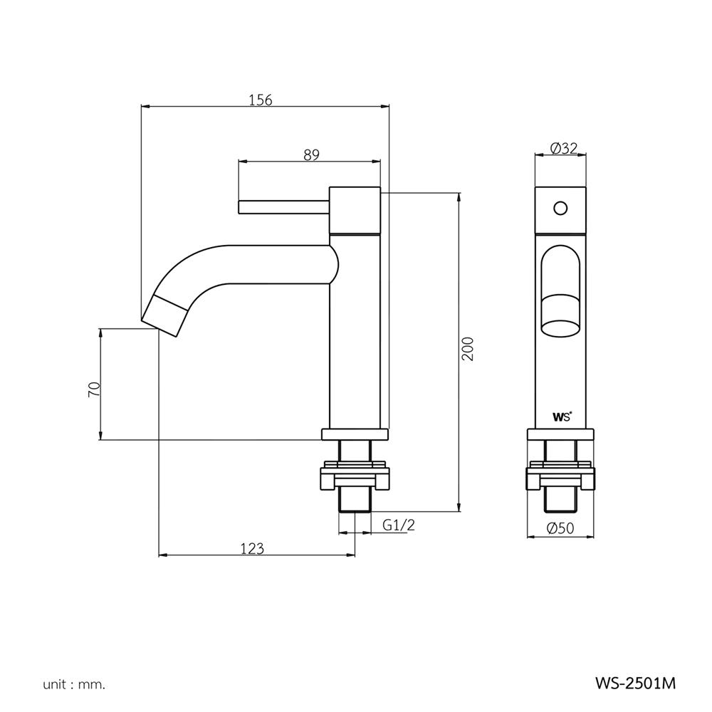 ก๊อกอ่างล้างหน้าเดี่ยวเคาน์เตอร์ WS WS-2501M