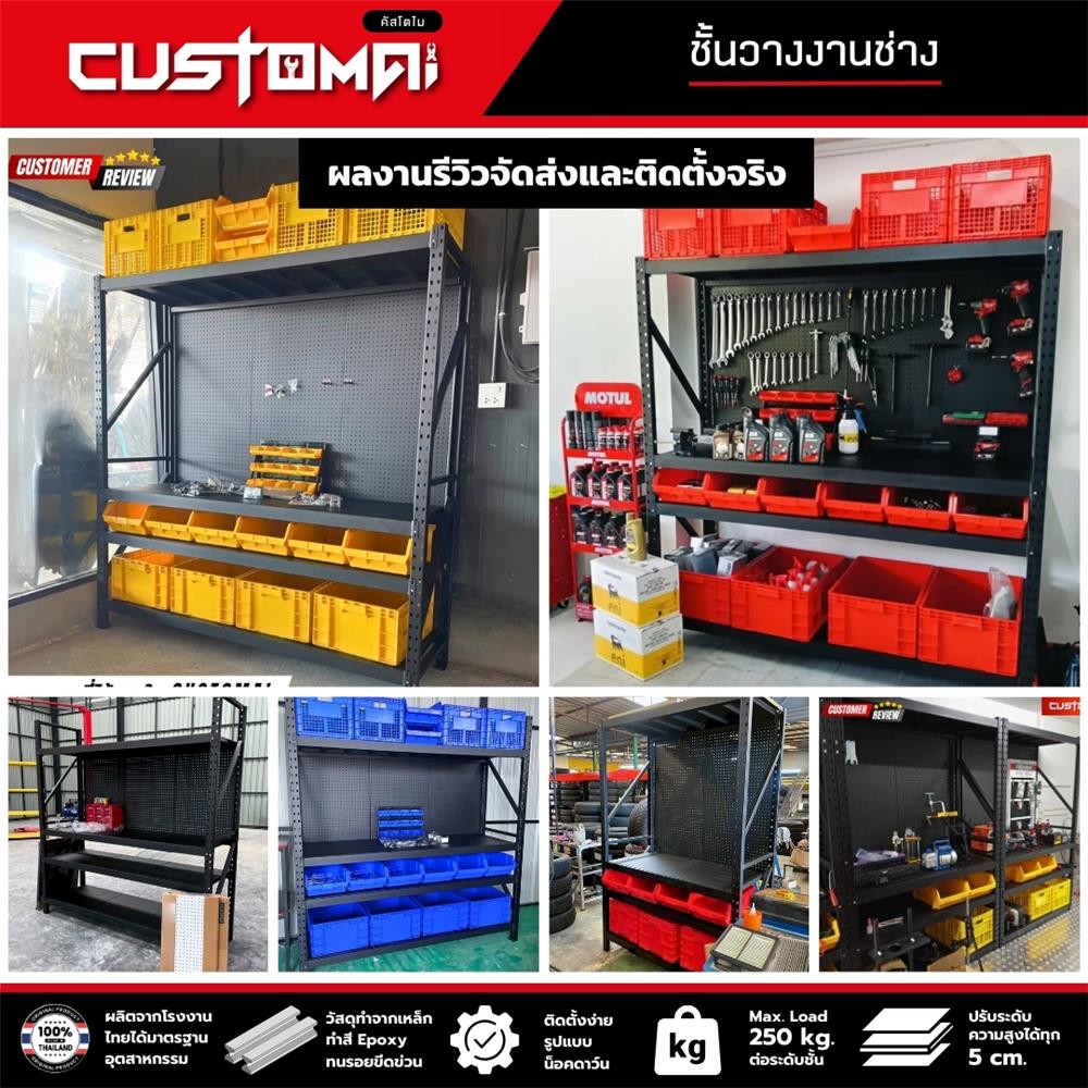 ชั้นเหล็ก 4 ชั้น CUSTOMAI COMBO SET PEG SIZE L 1.8 เมตร สีน้ำเงิน/ดำ