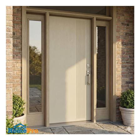 ประตูภายนอก UPVC เจาะลูกบิด MODERNWOOD MWR009 90x200 ซม. สีแชมเปญ_3