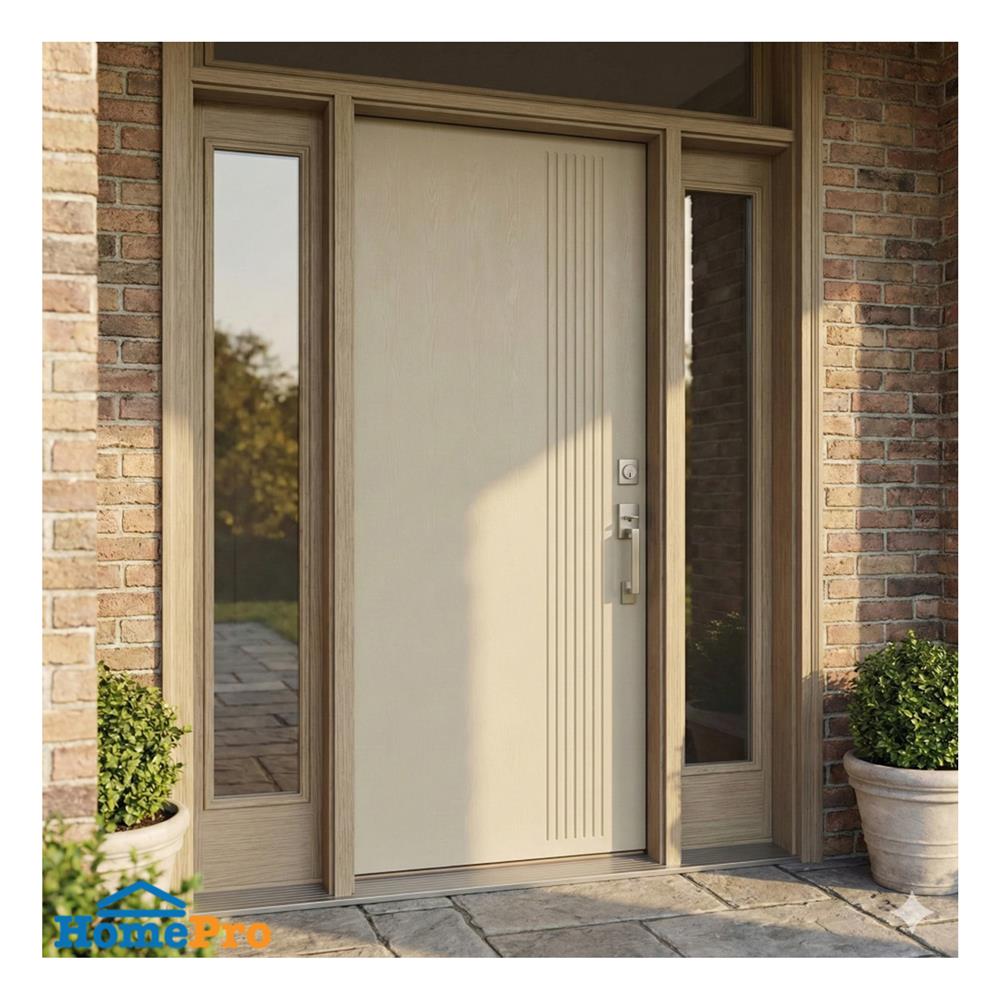 ประตูภายนอก UPVC เจาะลูกบิด MODERNWOOD MWR009 70x200 ซม. สีแชมเปญ