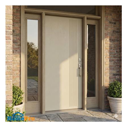 ประตูภายนอก UPVC เจาะลูกบิด MODERNWOOD MWR009 70x200 ซม. สีแชมเปญ_3