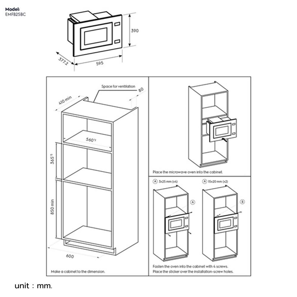 ไมโครเวฟฝังดิจิตอล ELECTROLUX EMFB25BC