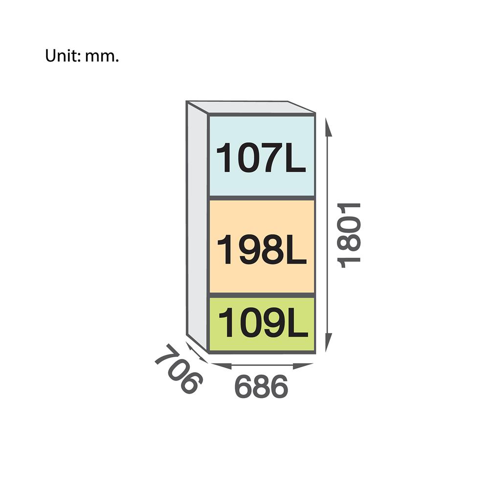 ตู้เย็น 3 ประตู MITSUBISHI MR-V46EY-MB 14.6 คิว สี MATT BLACK